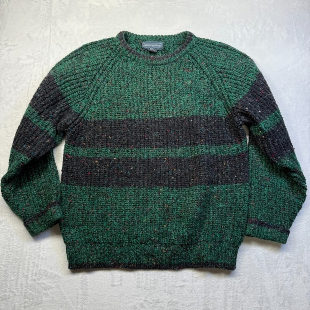 VTG Christopher Hayes‎ Sweater Mens Medium Green Acrylic Wool Pullover